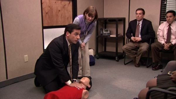 Watching "The Office" and its scene on how to do CPR could help you save a life.