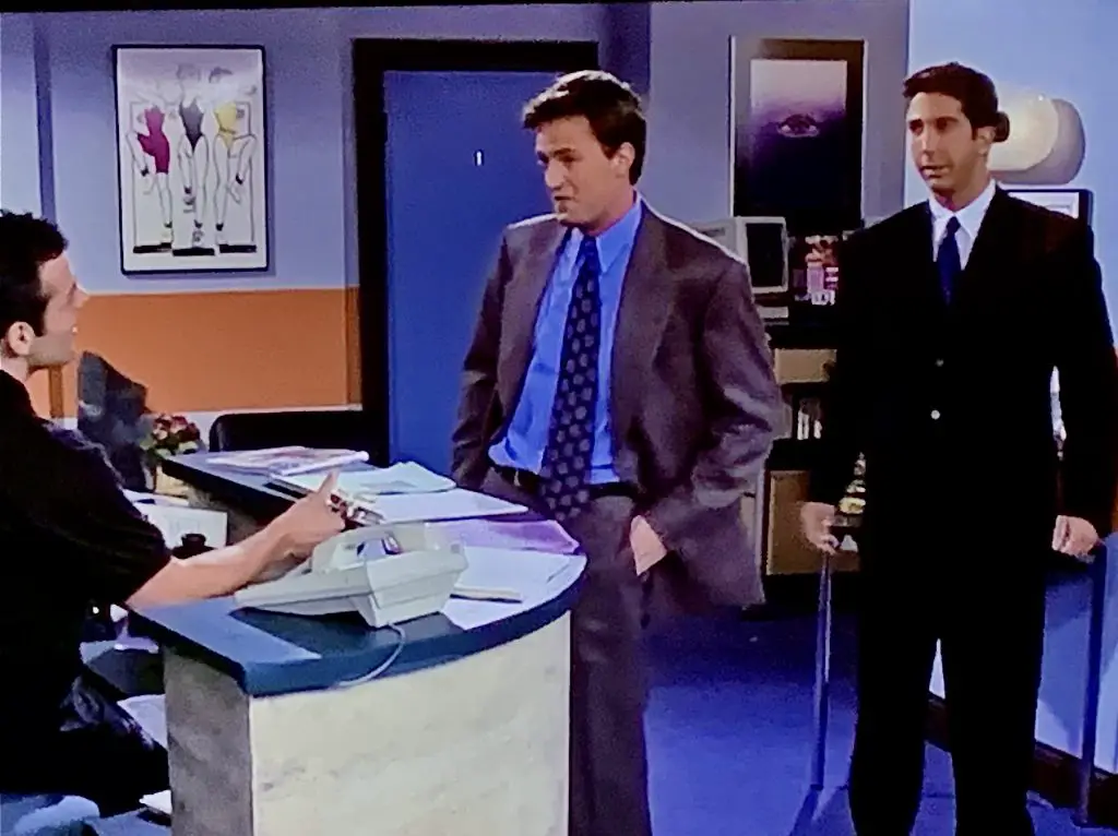 On "Friends," Chandler (Matthew Perry) tries to quit his gym membership, even bringing along his pal Ross (David Schwimmer) along for moral support.