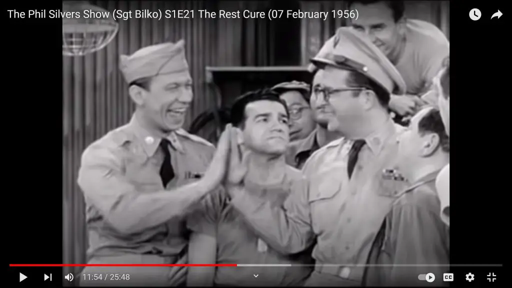 Allan Melvin and Phil Silvers, giving each other a "high five" on "The Phil Silvers Show."