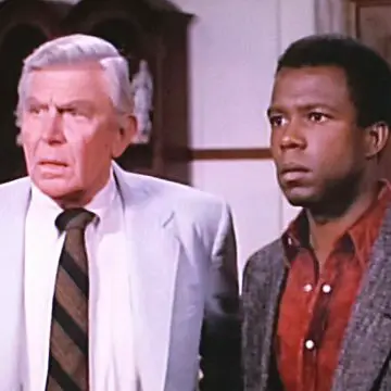 Andy Griffith and Clarence Gilyard in the TV series, "Matlock."